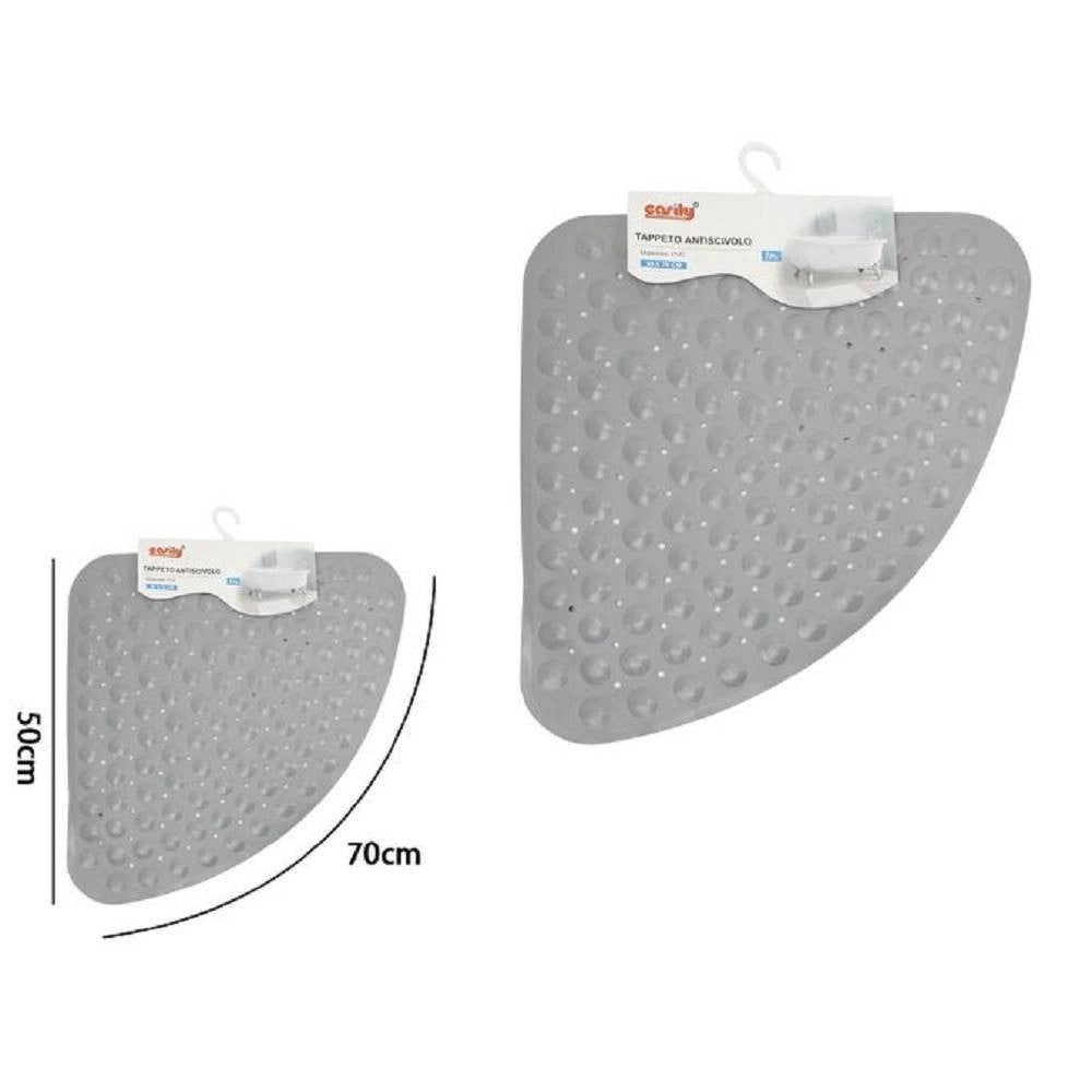 Trade Shop - Tappeto Pvc Antiscivolo Triangolare Grigio Per Vasca Bagno Doccia 50x70 Cm 79737 -