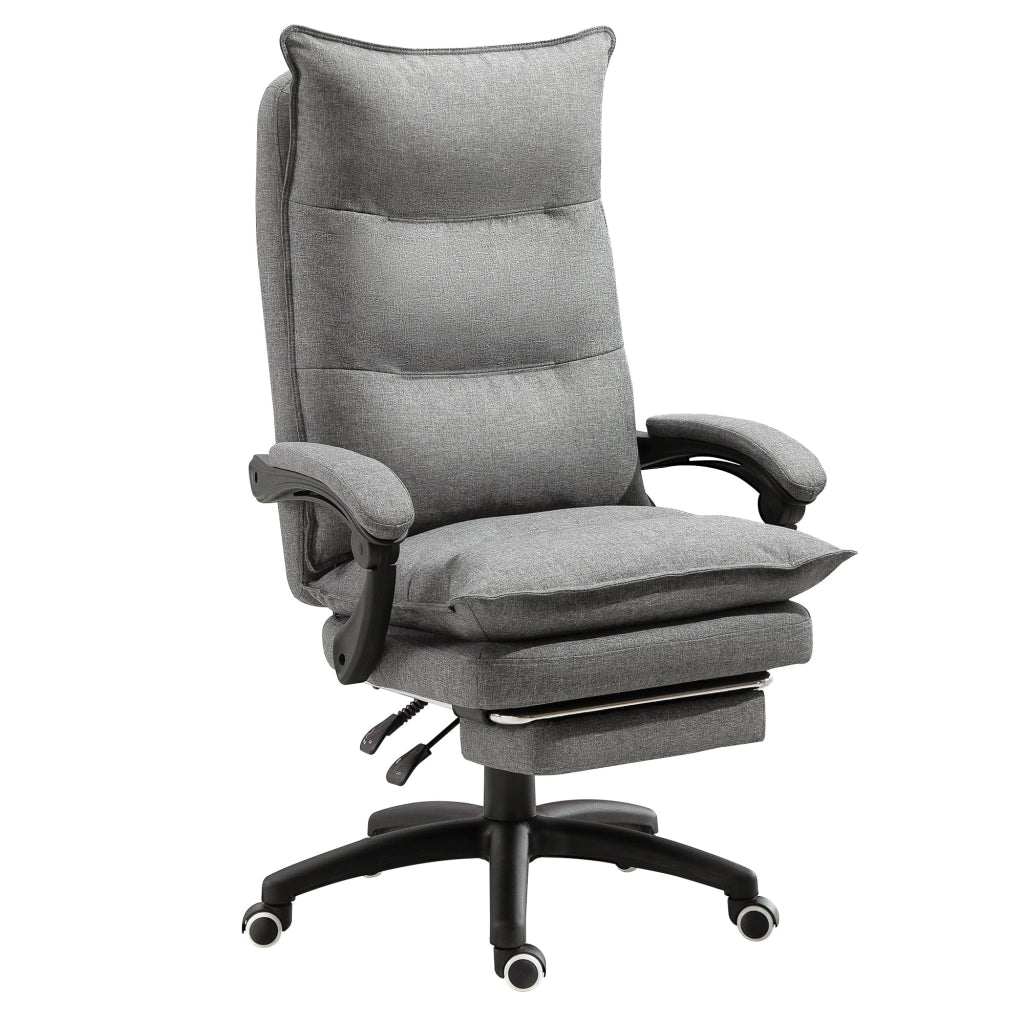 Sedia Poltrona da Ufficio Presidenziale Massaggiante 70x62x120-130 cm con Poggiapiedi Grigio