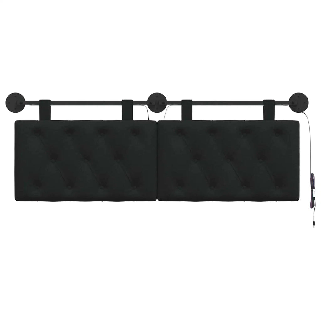 Testiera sospesa Con luce LED Nero Tessuto