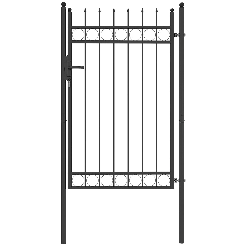 Cancello Giardino a 2 Paletti ¨C zephmum ¨C Acciaio Zincato, Nero, 105x204 cm