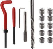 Set di riparazione di fili M9 x 1,25 mm - 15 pezzi - Acciaio con alta velocità - Strumento di installazione - Strumento di pin di rotura - Trapano a spirale - Set di riparazione di fili