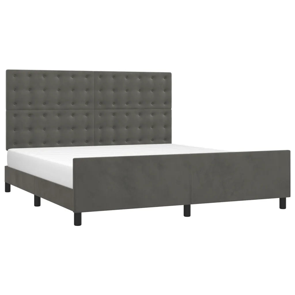 Giroletto con Testiera-Struttura Letto con testiera Grigio Scuro 180x200 cm in Velluto 772765