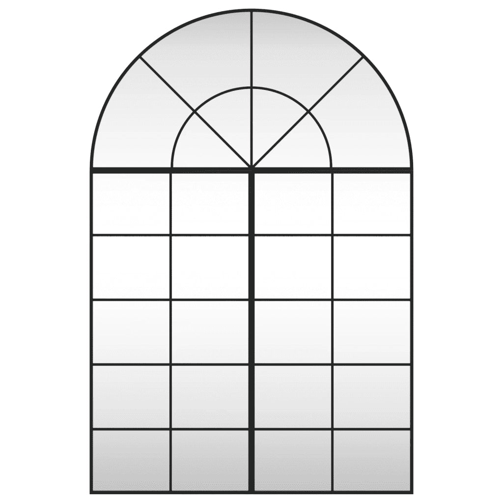 Specchio da Parete-Specchio a Muro-Specchio Decorativo Nero 100x150 cm Arco in Ferro