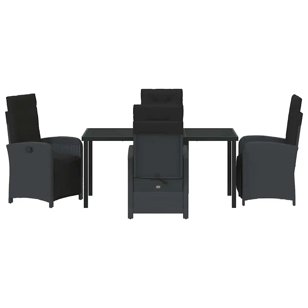 Set da Pranzo per Giardino con cuscino 5 pcs Nero polyrattan 3380312