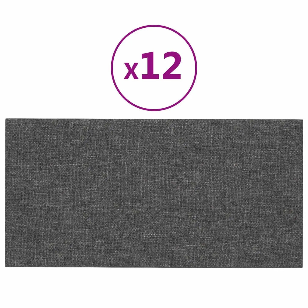Testiera | Testata da Parete 12 pcs Grigio scuro 60 x 30 cm Tessuto