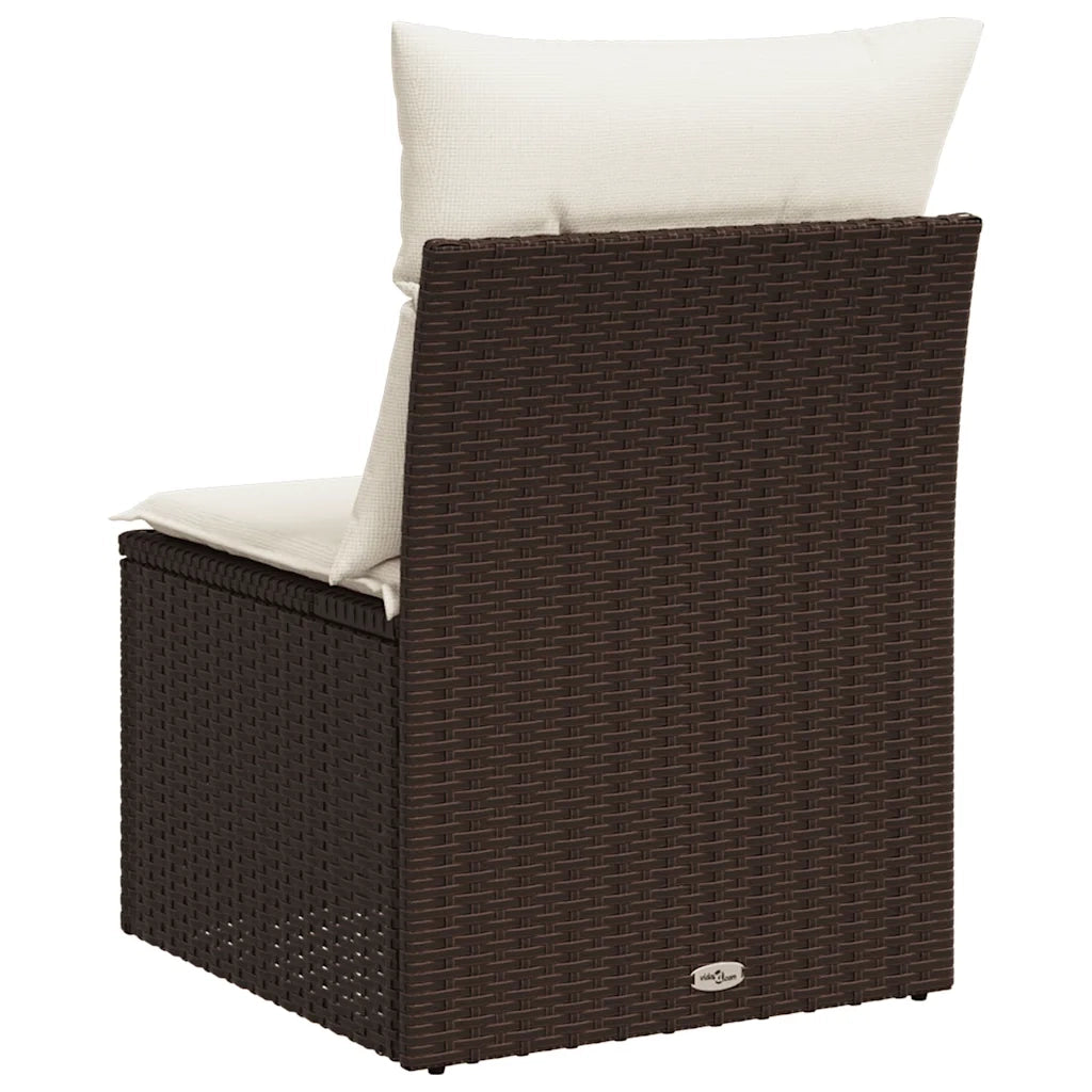 Sedia Giardino Senza Braccioli con Cuscini Polyrattan Marrone CFW6584731
