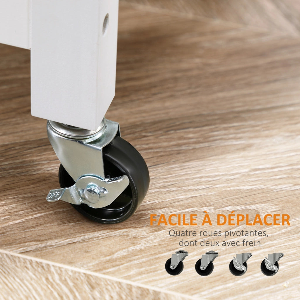 Carrello da cucina con cassetto e ripiani ¨C zephmum ¨C bianco acciaio inox