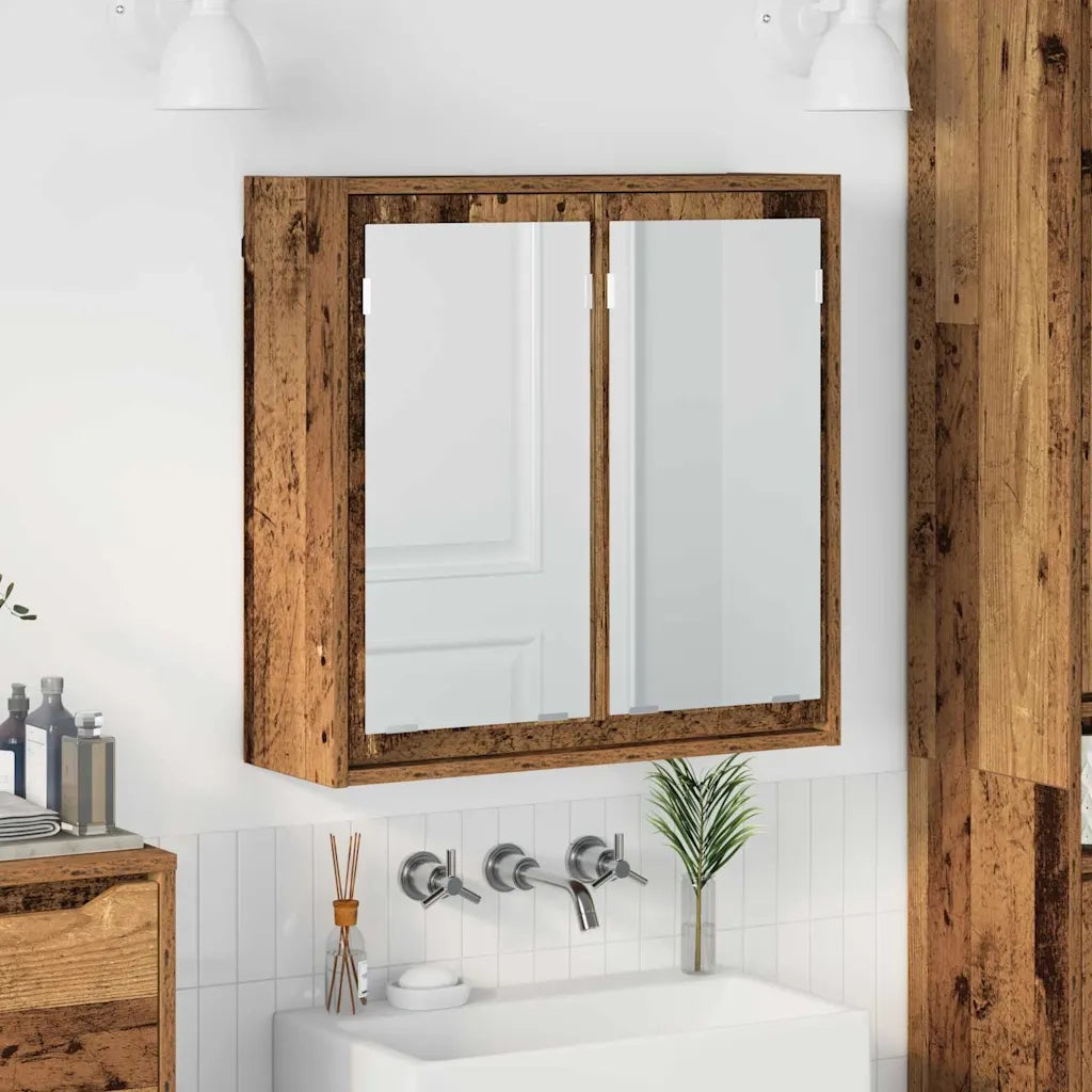 Mobiletto per specchio da bagno Legno vecchio 60 x 20 x 60 cm 888785