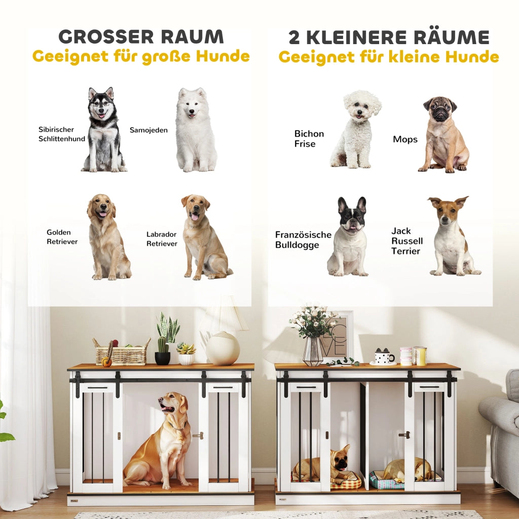 Gabbia per Cani ¨C zephmum ¨C Rustico, Bianco, 2 Porte