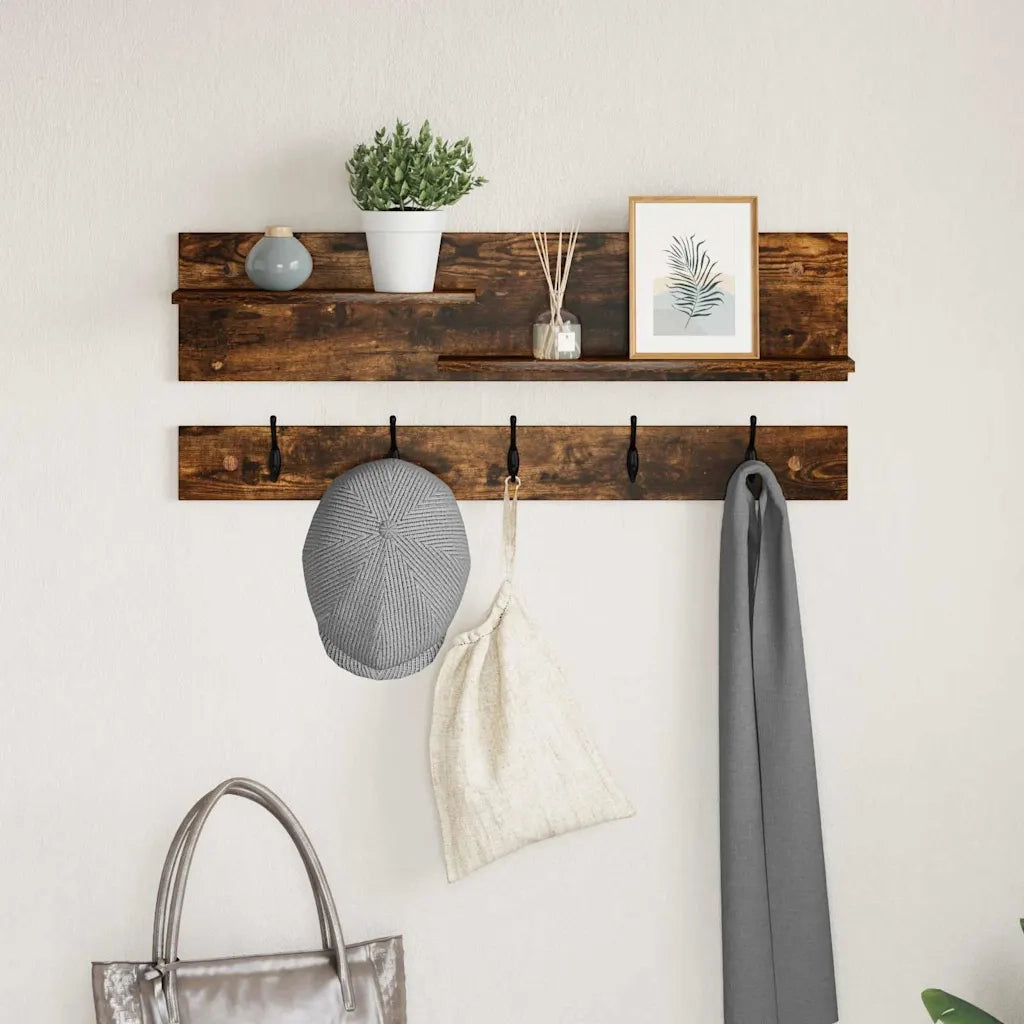 Appendiabiti a muro A parete Rovere fumé 90 x 15 x 36 cm 874423