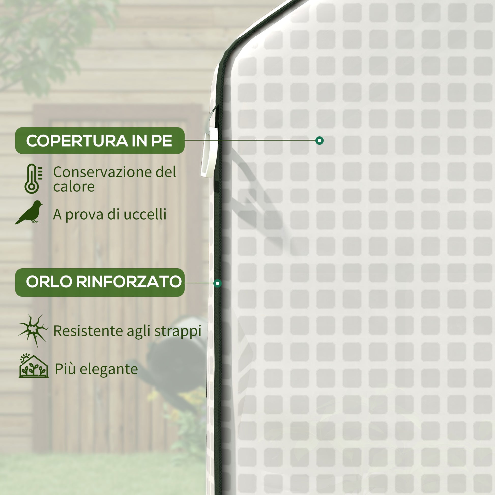Copertura per Serra da Giardino 140x143x190 cm con Porta a Cerniera e Finestre PE Bianco