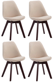 Set di 4 Sedie Visitatore Tessuto Borneo crema,noce