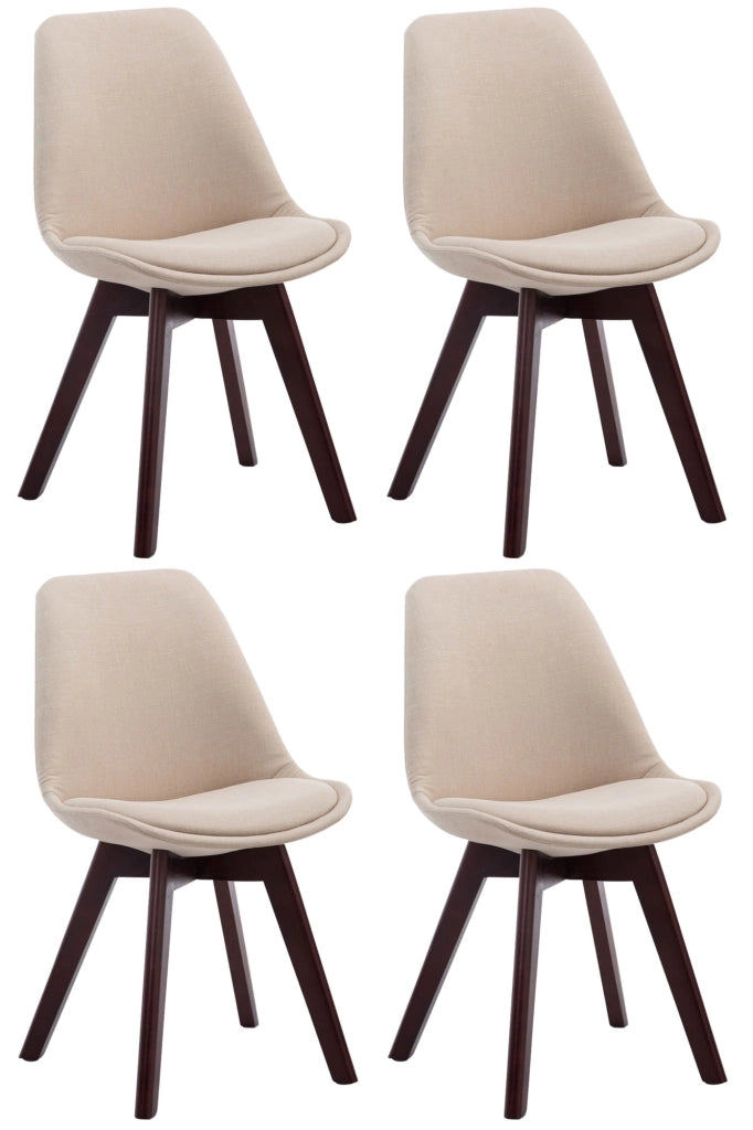 Set di 4 Sedie Visitatore Tessuto Borneo crema,noce