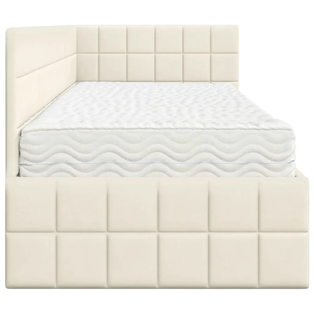 Struttura Letto Angolare con Materasso 2 pcs Crema Velluto