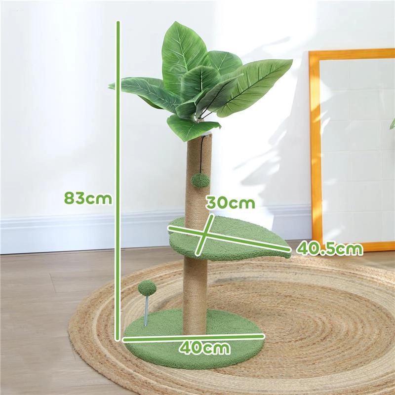 ALBERO PER GATTI CON PALO TIRAGRAFFI PIATTAFORME E PALLINE IN PELUCHE E TRUCIOLATO Ï40X83 CM VERDE