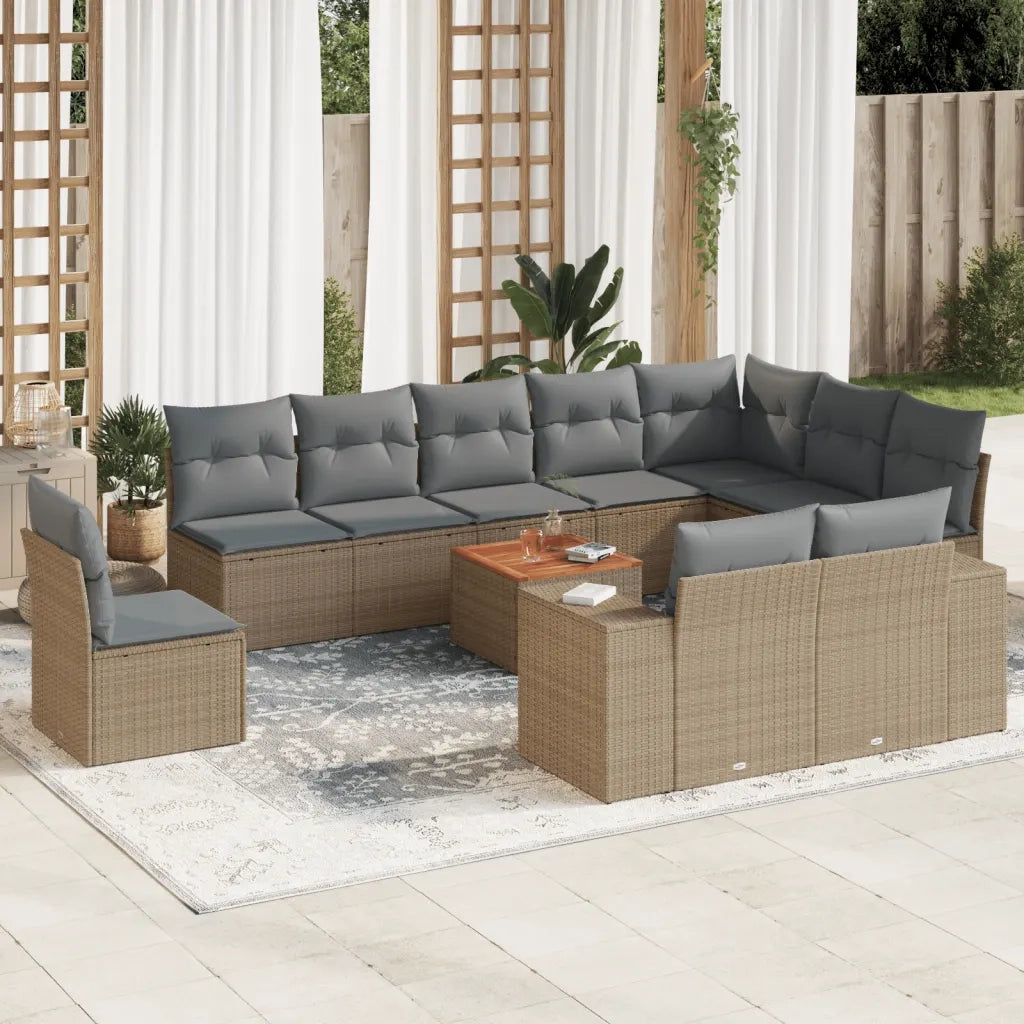 Set Divani da Giardino 11 pz con Cuscini Beige in Polyrattancod mxl 87866
