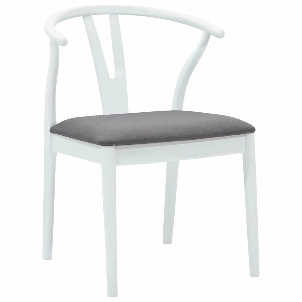 Sedia da pranzo 2 pz | Sedie da cucina Bianco e Grigio Legno di gomma solido