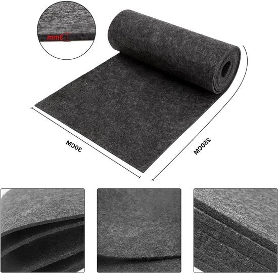 Mat di lavoro in felt grigio scuro 3 mm spesso, 250 cm x 30 cm, tessuto per DIY, borsa di stoccaggio, patchwork, ricamo, artigianato