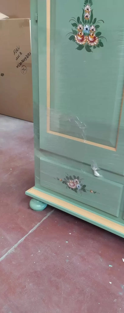 Armadio classico 1 anta shabby legno verde decori filo oro 96x56x196 - Mobili 2G