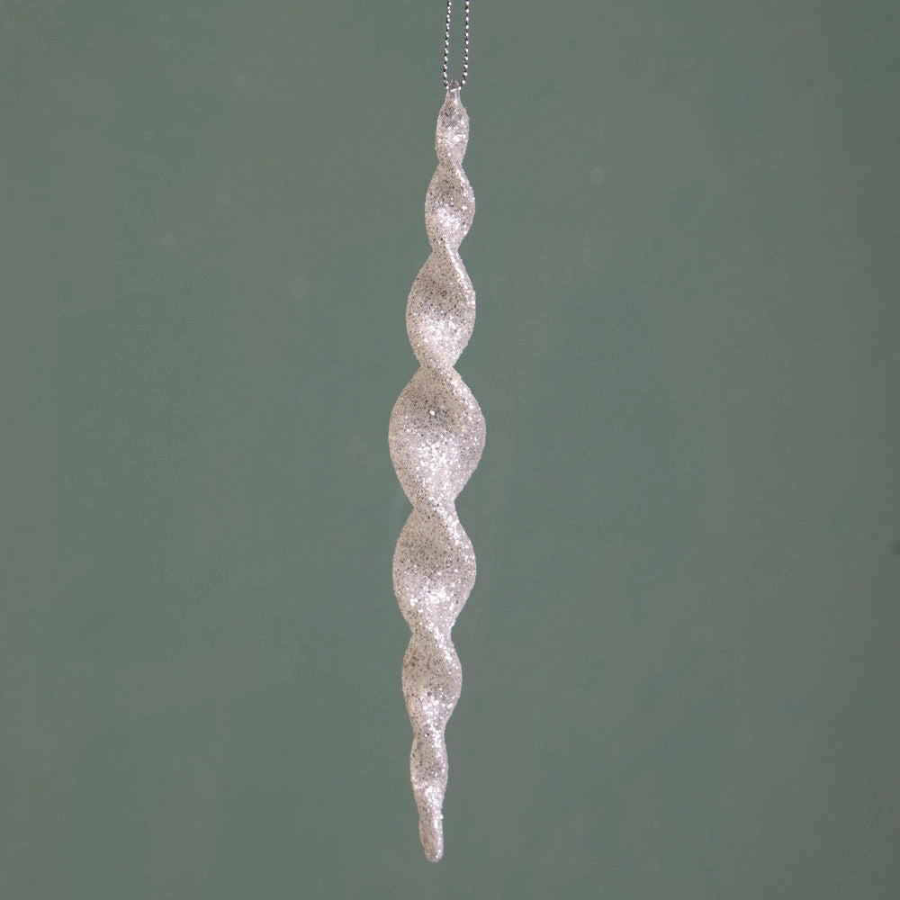 Spirale per Albero di Natale in Vetro con Glitter 16 cm 4 Pz