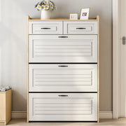 Scarpiera con Ante e Cassetti ¨C MINIMAL ¨C Legno, Bianco, 80x23.5x131 cm