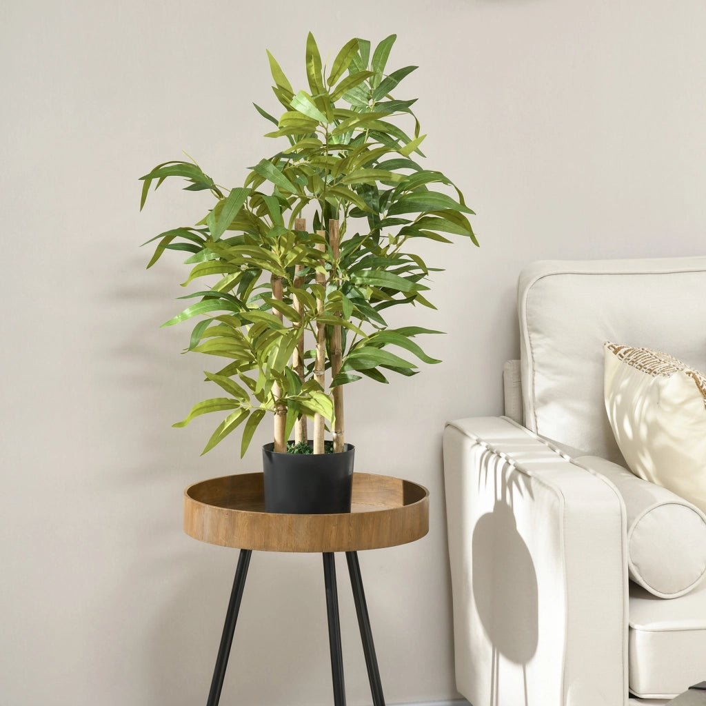 Bambù Artificiale con Vaso, Pianta Sintetica Verde Alta 60 cm, Tronco Rami e Foglie, Realistica per Casa e Ufficio