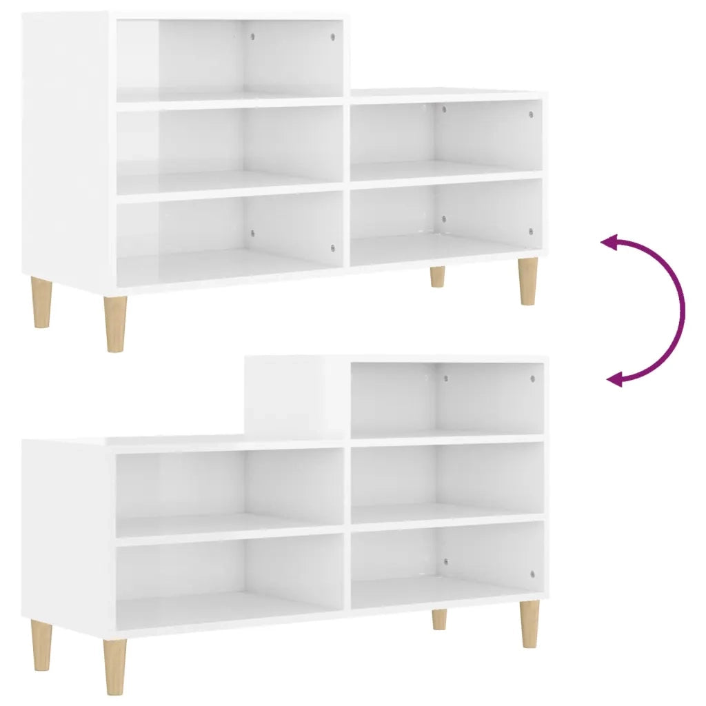 Scarpiera | Mobile per scarpe Bianco Lucido 102x36x60 cm in Legno Multistrato