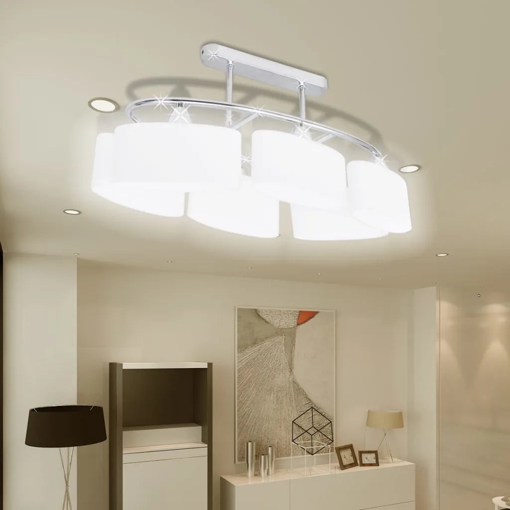 Lampada da Soffitto Paralume Ellissoidale Vetro 6 Lampadine E14 CFW8075365