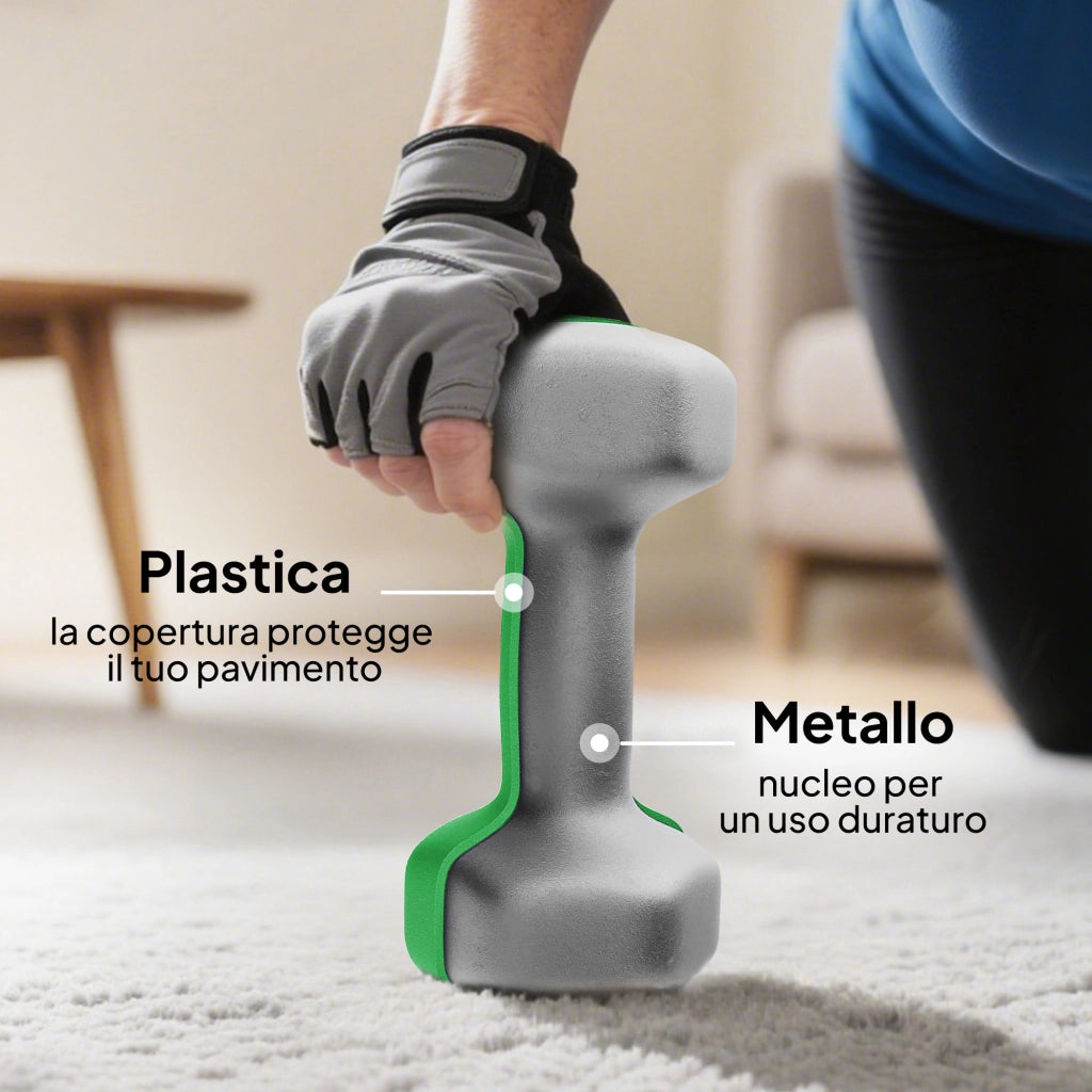Set 8 Manubri Pesi Esagonali Antiscivolo con Supporto, in Metallo e Plastica, Multicolore