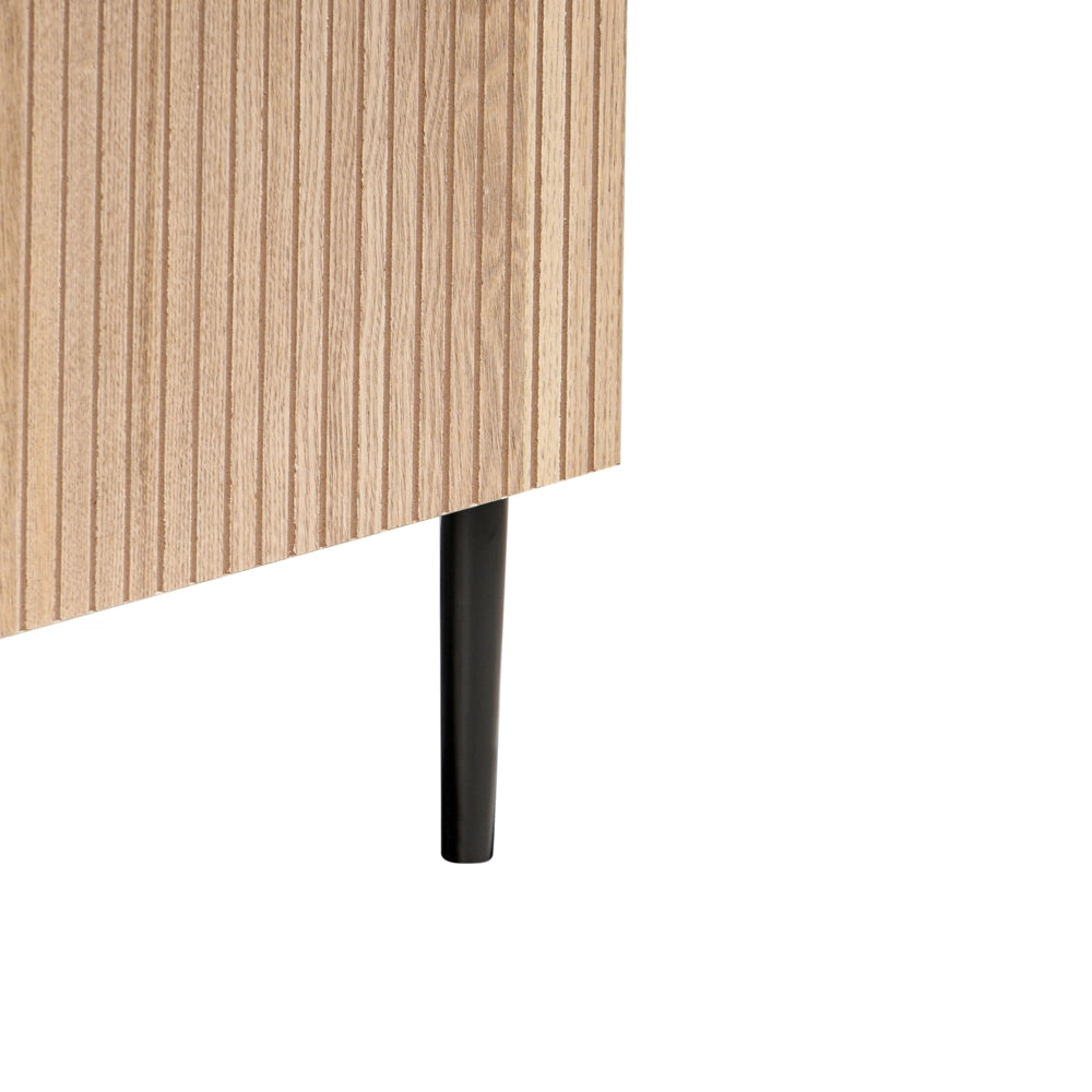 Credenza moderna a 3 ante in MDF legno chiaro e nero a coste stile moderno