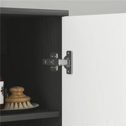COLONNA BAGNO SALVASPAZIO IN LEGNO CON 2 ARMADIETTI E CASSETTO 30X28X180 CM NERO