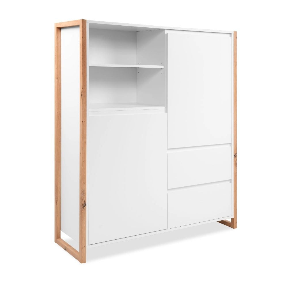 Credenza alta L120XP40XH140 New Denver51 colore bianco e rovere