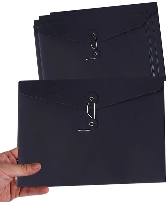 Pacco con 10 borse per documenti A4, borse per documenti in cartone rigido, cartellini, buste spesse, organizzatore con chiusura esterna, chiusura con cerniera, piccole buste in cartone rigido per ufficio, scuola e casa.