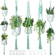 Set di 5 cordoni macramè appesi con 10 ganci decorativo corda di cotone appeso vaso fiori portaplante appeso per interni esterni soffitto balcone decorazione per parete