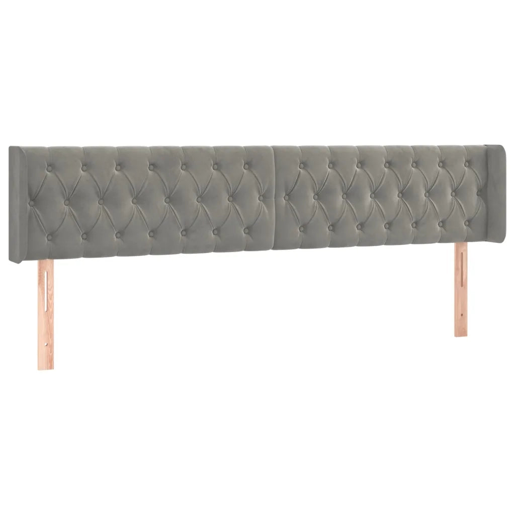 Testiera | Testata a LED Grigio Chiaro 203x16x78/88 cm in Velluto