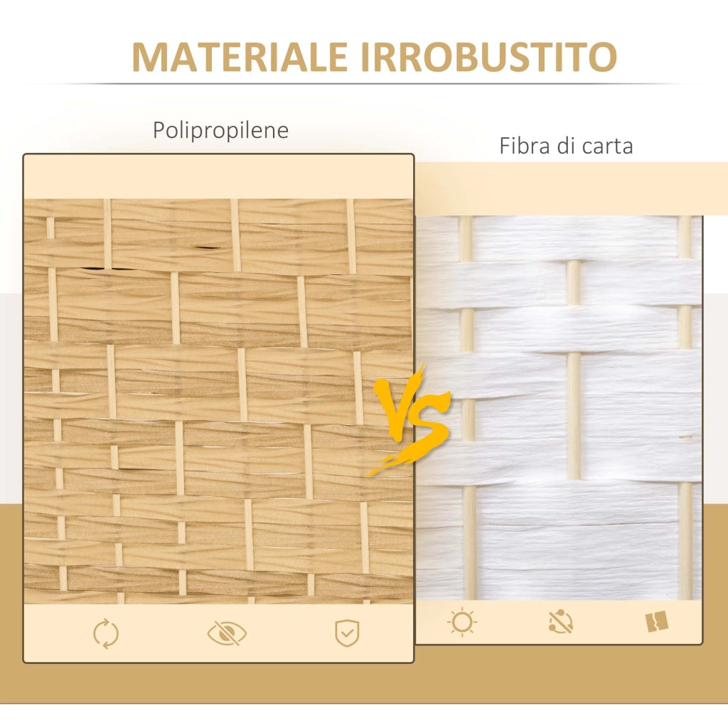 Paravento Pieghevole 3 Ante ¨C Zephmum ¨C Legno 135x180 cm
