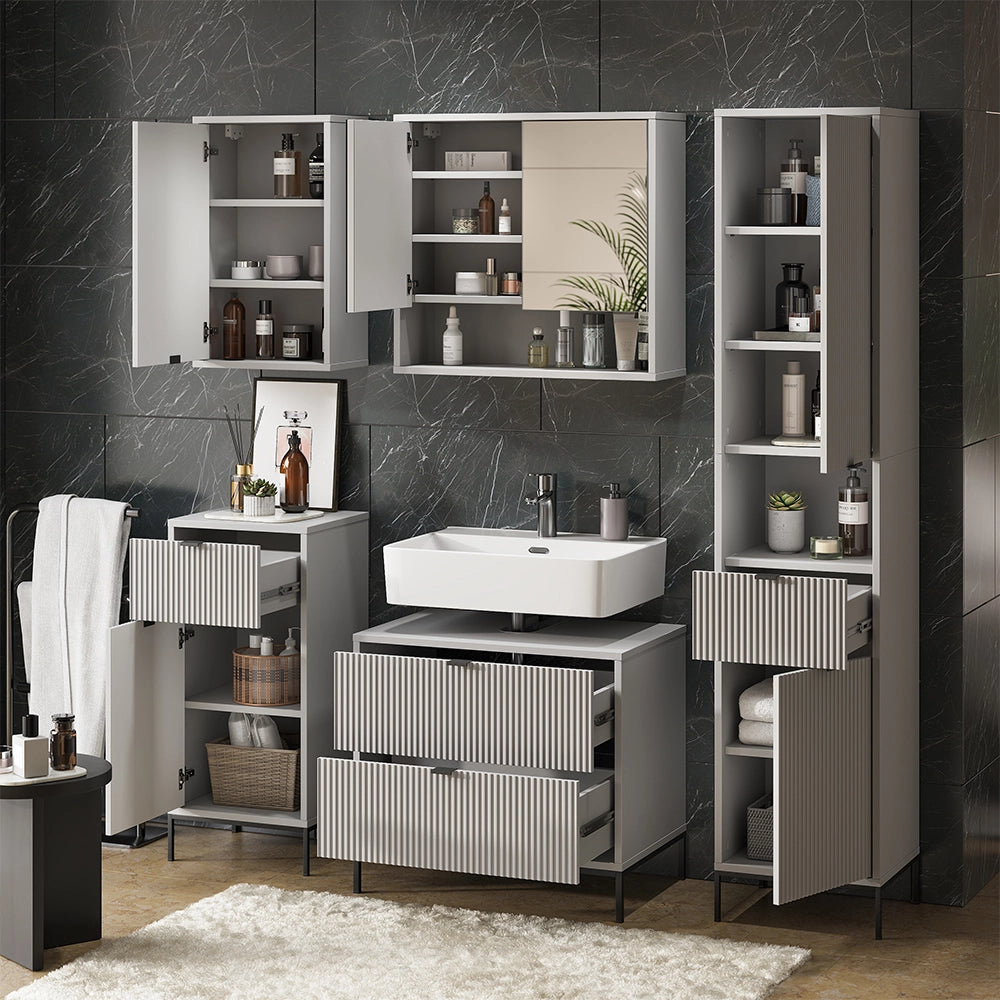 Vicco Set di mobili da bagno Grigio 5 parti