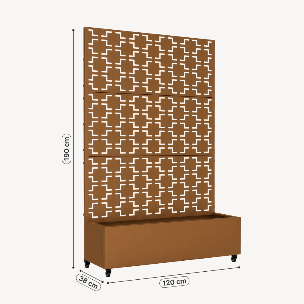 Fioriera con Spalliera Aaskis a Rotelle in Acciaio 190 x 120 x 38 cm - Marrone casa.pro