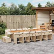 Set da Pranzo da Giardino 17 pz con Cuscini Beige in Polyrattan 3211192