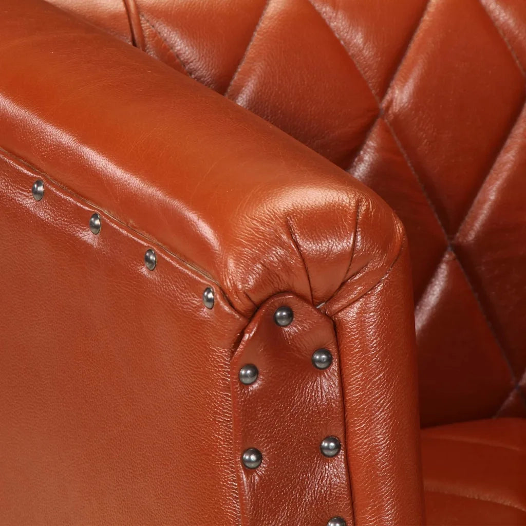 Poltrona | Sedia Relax a Pozzetto Marrone in Vera Pelle di Capra