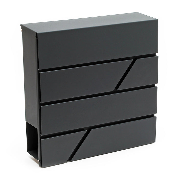 Cassetta postale V14 con vano portagiornale, verniciata a polvere, antracite