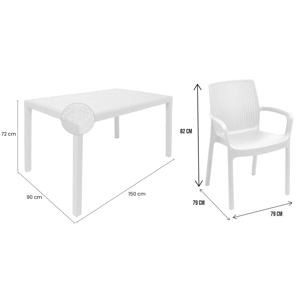 Salottino Outdoor Matarene, set Salotto da Esterno 6 Posti Made in Italy, Bianco