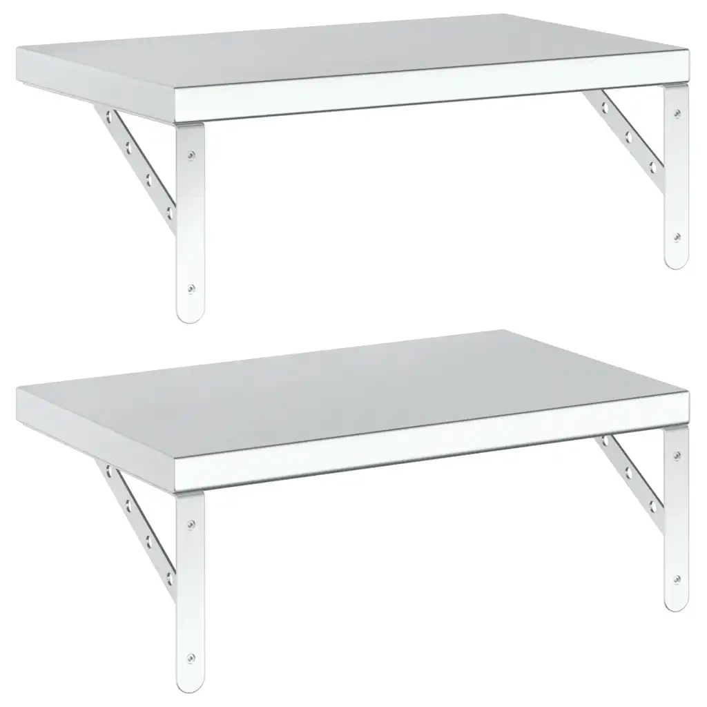 vidaXL Mensole a Muro 2 pz 50x30 cm Argento in Acciaio Inossidabile
