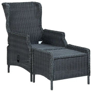 Sedia da Giardino | Sedie da Esterno Reclinabile con Pouf Polyrattan Grigio Scuro