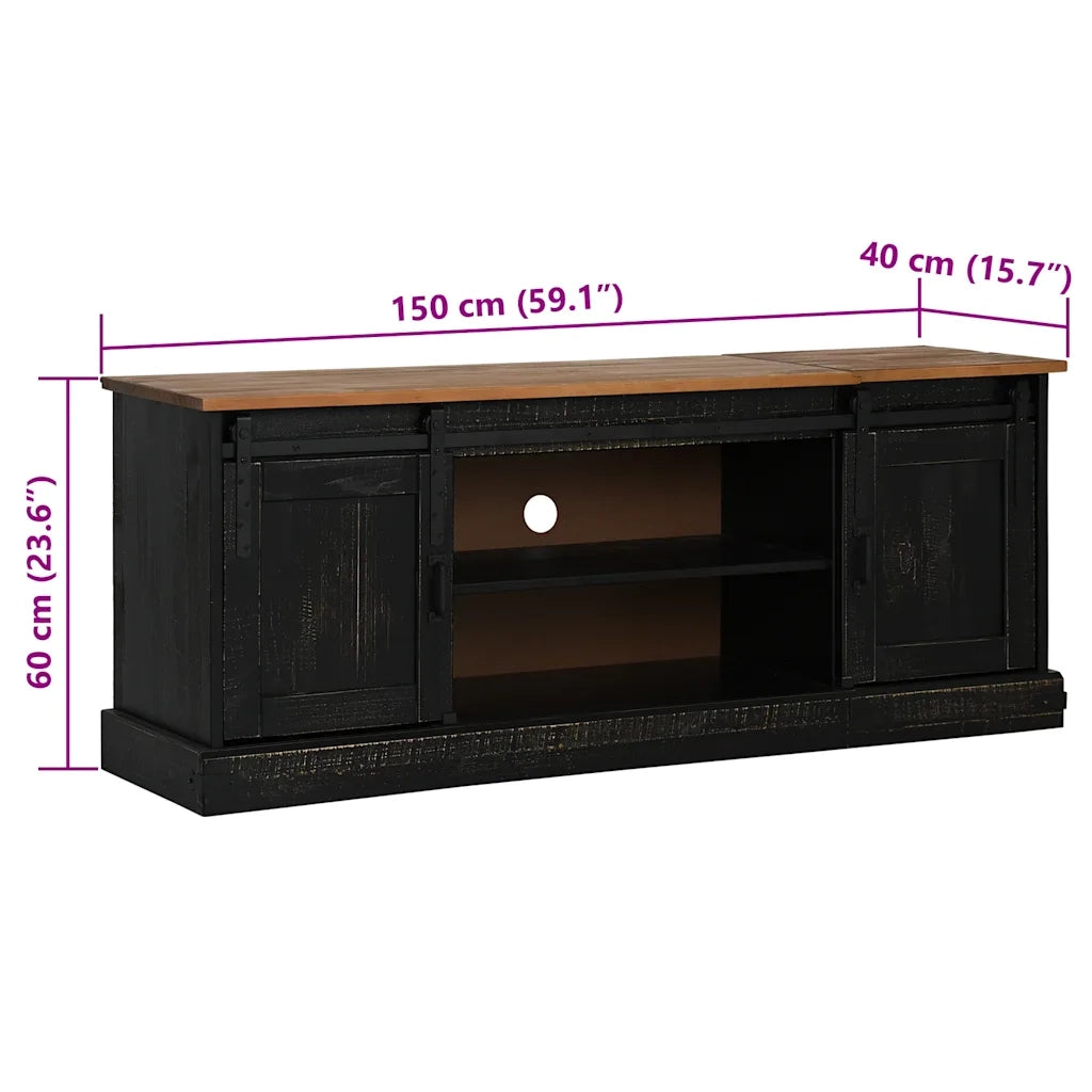 vidaXL Mobile Porta TV HALDEN 2 Ante Scorrevoli Nero 150x40x60 cm