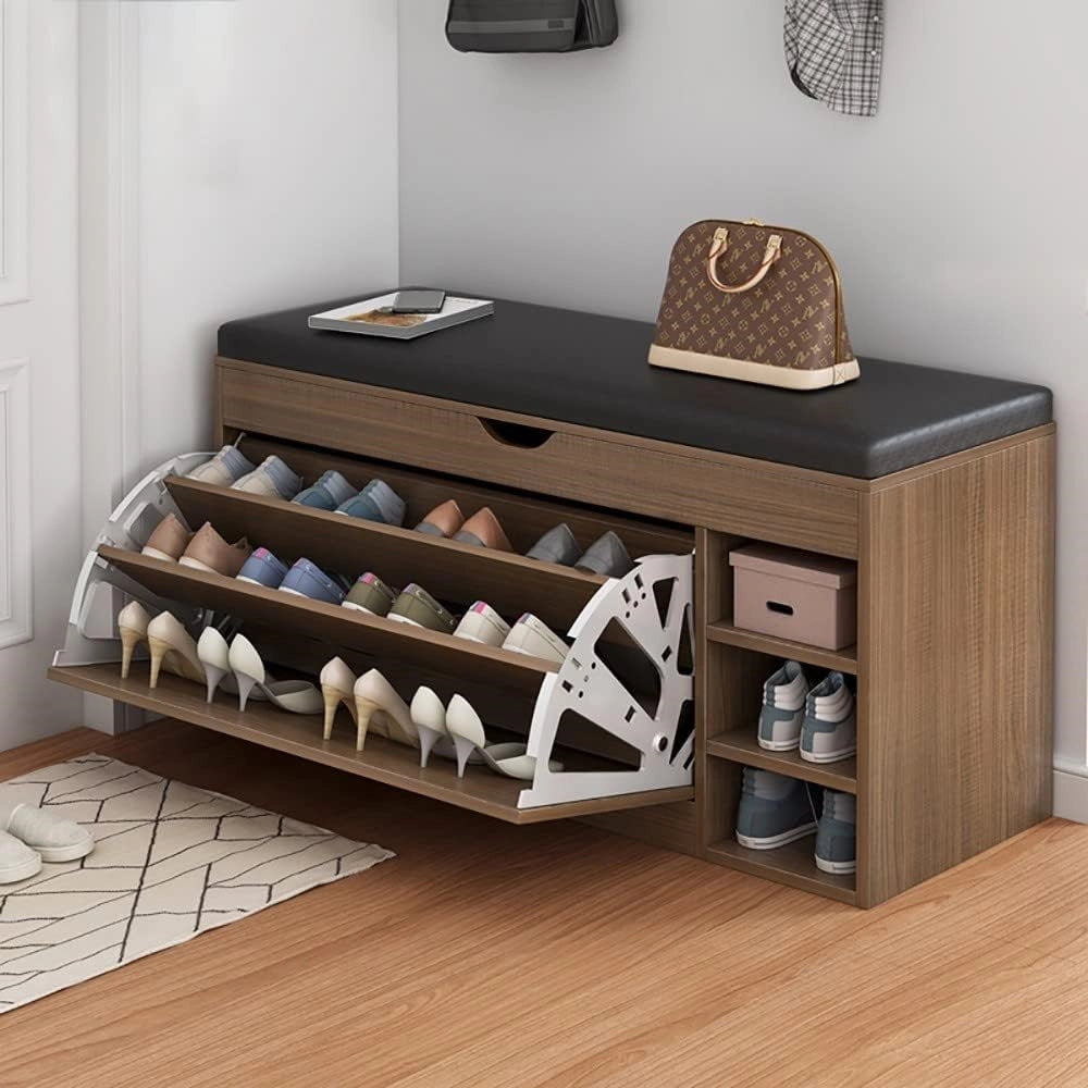 Trade Shop - Panca Organizer Per Scarpe Con Seduta Imbottita Cassetti Ingresso Soggiorno Multifunzione -