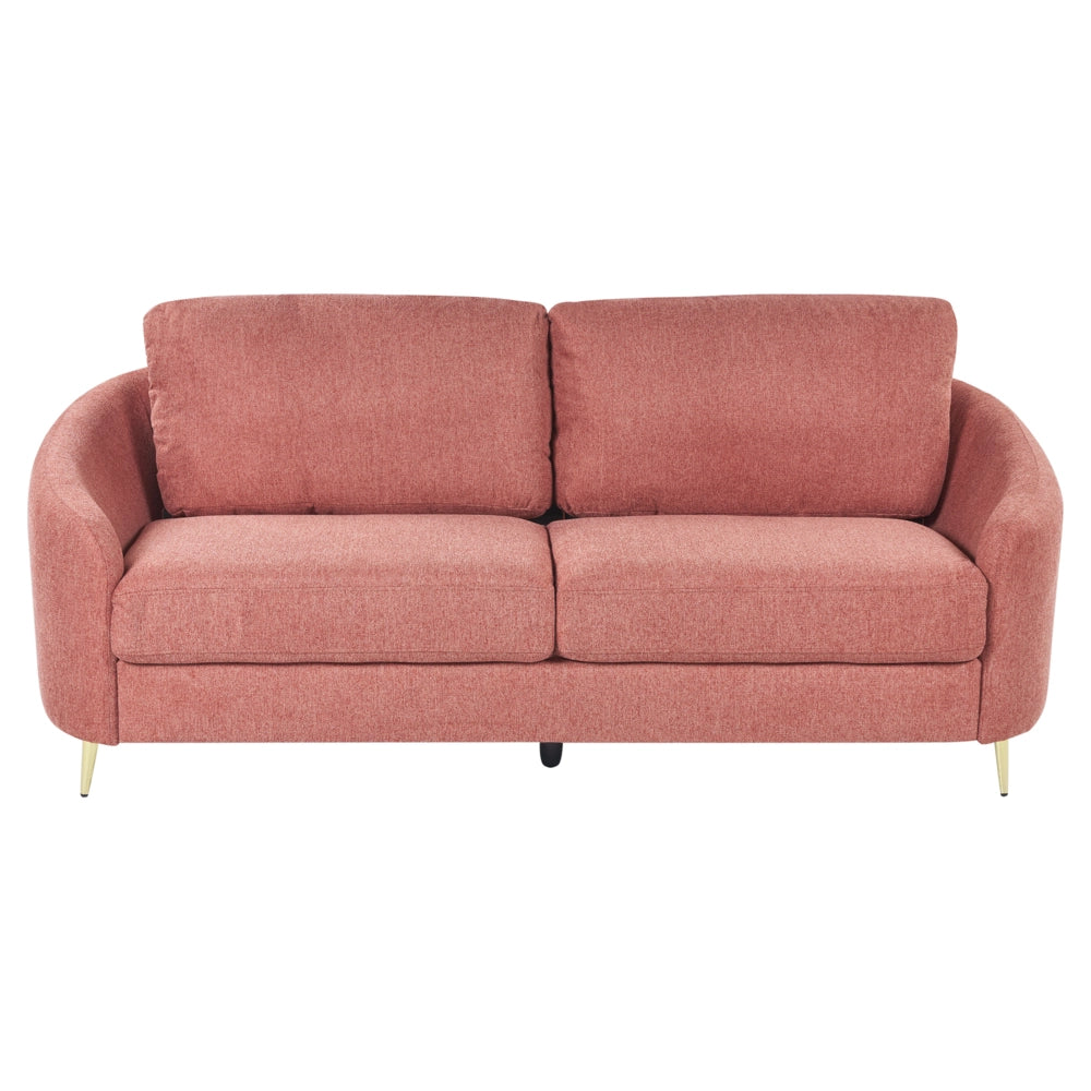 Divano 3 posti in tessuto rosa con piedi dorati curve morbide stile glamour elegante soggiorno