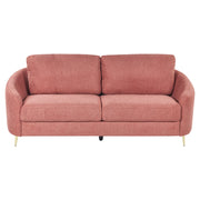 Divano 3 posti in tessuto rosa con piedi dorati curve morbide stile glamour elegante soggiorno