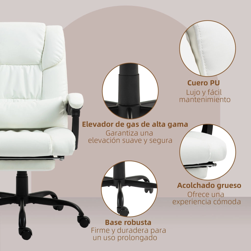 Sedia da ufficio massaggiante reclinabile con poggiapiedi ¨C zephmum ¨C bianco