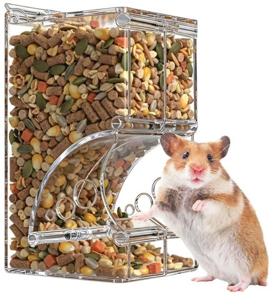 Borsa Cibo per Hamster/Ratto 300/400 ml - Borsa Cibo Transparente - Coperchio Girevole - Per Hamster/Ratto - Facile da Riempire - Borsa in Acrilico di Alta Qualità